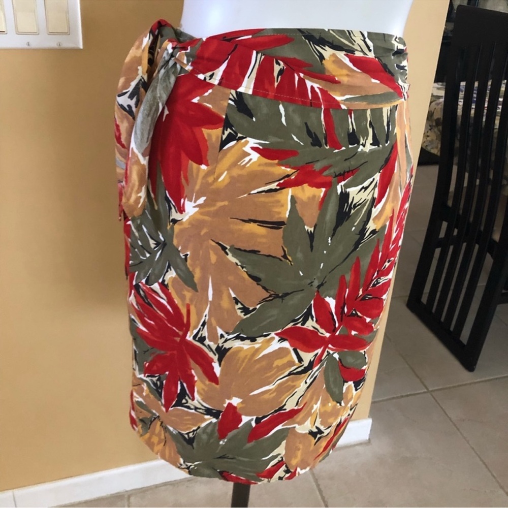 Vintage Tropical Floral Wrap Skirt by Rumours - Size M - Picture 9 of 12